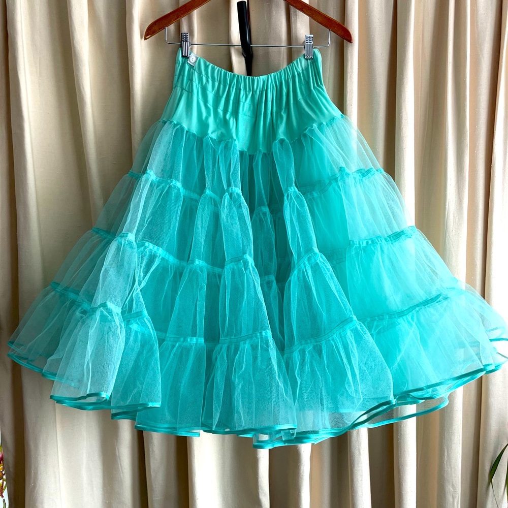 Super Volume Turquoise Crinoline Petticoat Adult Size M